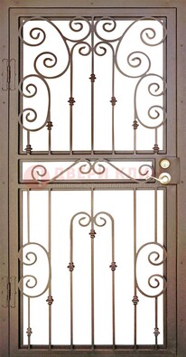 Коричневая металлическая решетчатая дверь с ковкой ДР-16 в Орле