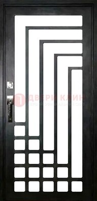 Черная стальная решетчатая дверь в современном стиле ДР-43 в Орле