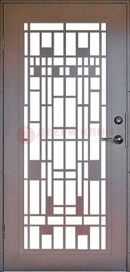Коричневая стальная решетчатая дверь с узором ДР-4 в Орле