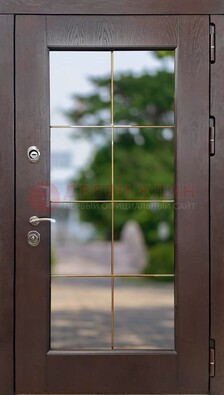 Коричневая стальная дверь со стеклом ДС-19 в Орле