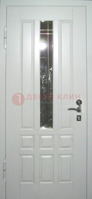 Белая металлическая дверь со стеклом ДС-1 в загородный дом в Орле