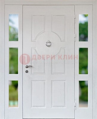 Белая стальная дверь со стеклом и фрамугами ДС-20 в Орле