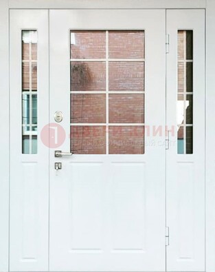 Белая стальная дверь со стеклом и фрамугами ДС-27 в Орле