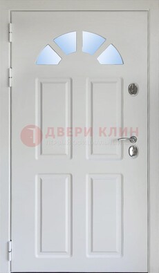 Белая стальная дверь МДФ со стеклом для дома ДС-37 в Орле