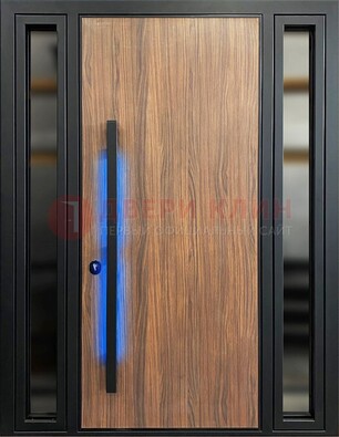 Коричневая металлическая дверь со стеклом ДС-69 в Орле