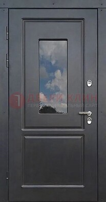 Чёрная металлическая дверь со стеклом ДС-77 в Орле