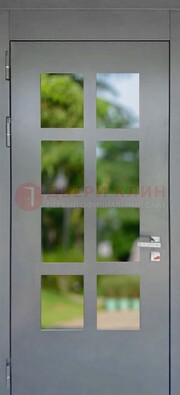 Серая металлическая дверь со стеклом ДС-78 в Орле