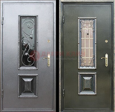 Звукоизоляционная металлическая дверь со стеклом и ковкой ДСК-12 во Владимире