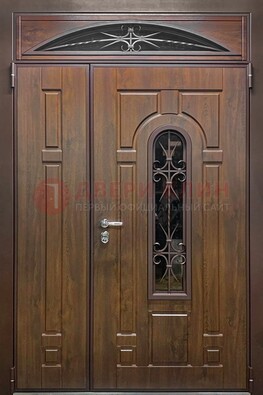 Большая металлическая дверь со стеклом и ковкой ДСК-145 в Орле