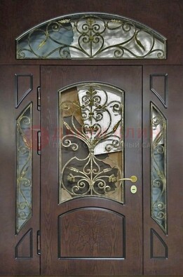 Входная дверь Винорит со стеклом и ковкой и фрамугами ДСК-213 в Орле