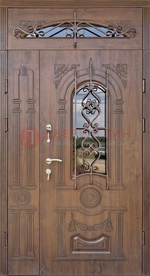 Распашная стальная дверь Винорит со стеклом и ковкой ДСК-232 в Орле