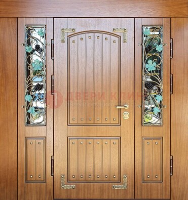 Железная дверь Винорит со стеклом и ковкой лозы ДСК-236 в Орле