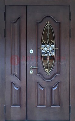 Темная металлическая дверь Винорит со стеклом и ковкой ДСК-239 в Орле