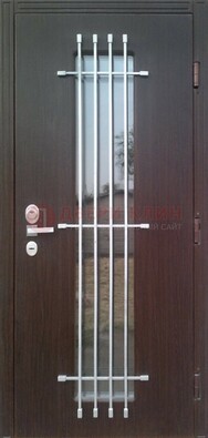 Современная стальная дверь с Виноритом стеклом и ковкой ДСК-262 в Химках