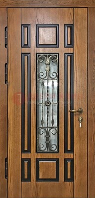 Двухцветная железная дверь Винорит со стеклом и ковкой ДСК-264 в Орле