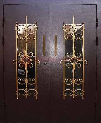 Металлическая дверь с ковкой и остеклением ДСК-49 в Орле