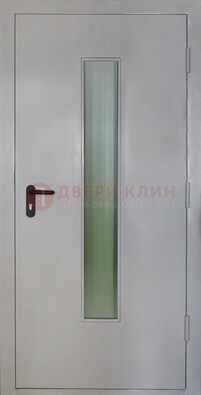 Белая металлическая техническая дверь со стеклянной вставкой ДТ-2 в Орле