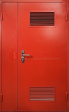 Красная железная техническая дверь с вентиляционными решетками ДТ-4 в Орле