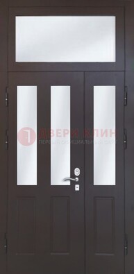 Черная тамбурная дверь со стеклянными вставками ДТМ-38 в Орле