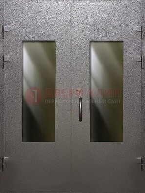 Серая тамбурная дверь со стеклянными вставками ДТМ-8 в Орле