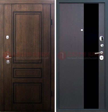 Входная дверь Итальянский орех с виноритом МДФ с черным стеклом ДВТ-119 во Владимире
