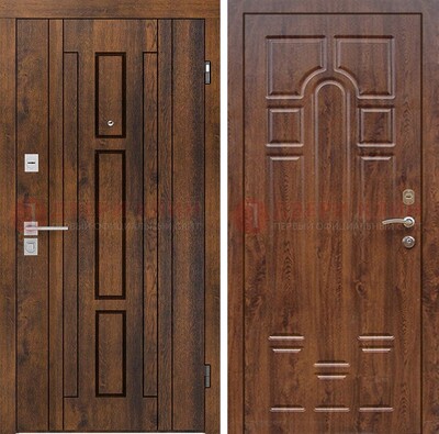 Стальная коричневая дверь с МДФ и коричневой МДФ внутри ДМ-1388 в Орле