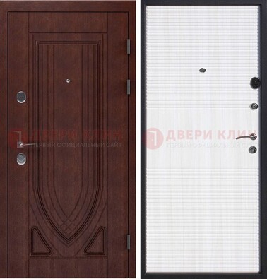 Уличная темная филенчатая дверь с виноритом и МДФ Белый ясень ДВТ-141 в Орле