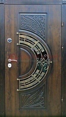 Металлическая филенчатая дверь с виноритом и МДФ Шоколад ДВТ-144 в Орле