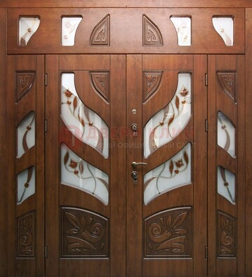 Элитная двухстворчатая дверь с витражным стеклом ДВТ-173 в Орле