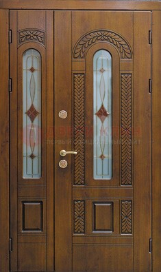 Темная стальная дверь с виноритом и стеклом ДВТ-179 в Орле