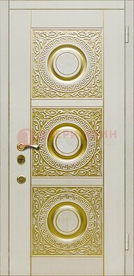 Белая входная дверь с виноритом и рисунком ДВТ-17 в Орле