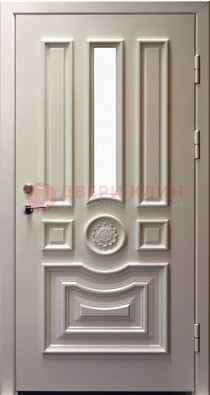 Белая уличная дверь с виноритом и стеклом ДВТ-201 в Орле