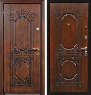 Коричневая железная дверь с виноритом и узором ДВТ-211 в Орле