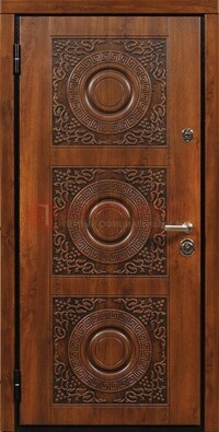 Коричневая стальная дверь с виноритом и рисунком ДВТ-21 в Орле