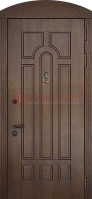 Коричневая стальная дверь с виноритом в форме арки ДВТ-237 в Орле