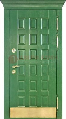 Входная зеленая дверь с виноритом для коттеджа ДВТ-249 в Орле