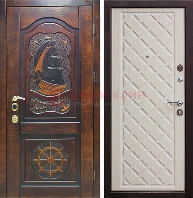 Темная железная дверь с виноритом и филенкой ДВТ-54 в Орле