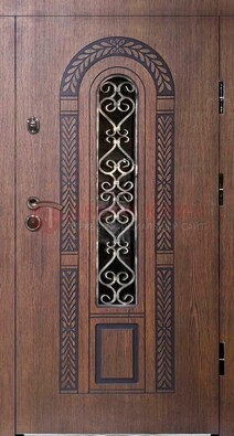 Стальная коричневая дверь с виноритом и МДФ ДВТ-81 в Новосибирске