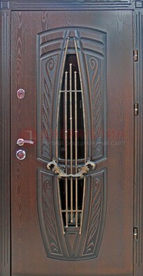Стальная коричневая дверь с виноритом и МДФ ДВТ-83 в Новосибирске