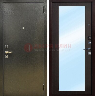 Входная темно-серая дверь c порошковым покрытием и МДФ с зеркалом ДЗ-114 в Орле