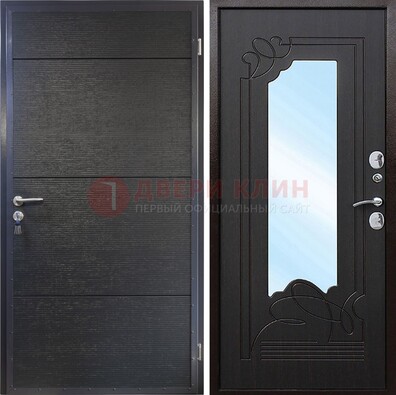 Темная Железная дверь c виноритом и МДФ с зеркалом ДЗ-119 в Орле