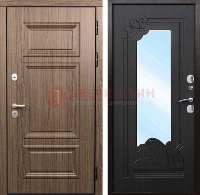 Входная коричневая дверь с зеркалом МДФ Венге ДЗ-127 в Орле