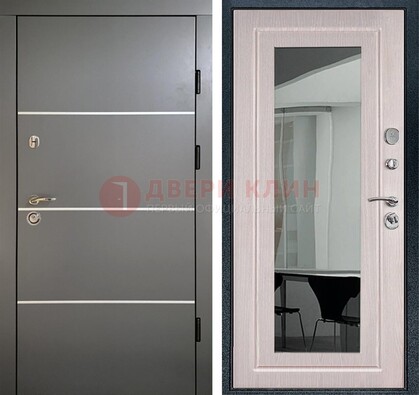 Черная металлическая дверь с зеркалом ДЗ-12 в Орле
