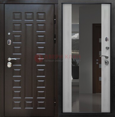 Коричневая металлическая дверь с зеркалом ДЗ-22 в Орле