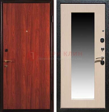 Красная стальная дверь с зеркалом МДФ внутри ДЗ-23 в Орле