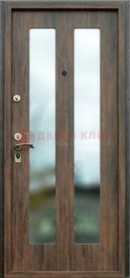 Коричневая железная дверь с зеркалом ДЗ-28 в Орле