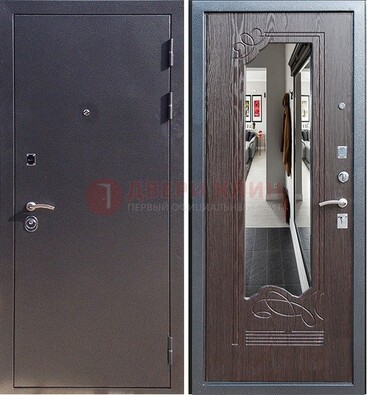 Черная входная дверь с зеркалом МДФ внутри ДЗ-29 в Орле