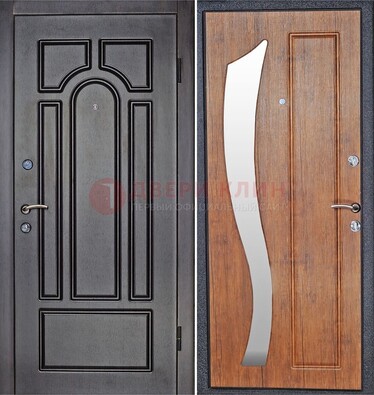 Темная железная дверь с зеркалом ДЗ-35 в Орле