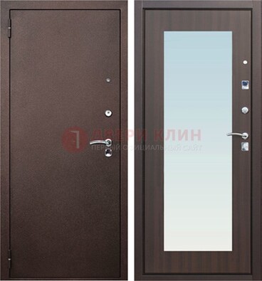 Коричневая входная дверь с зеркалом МДФ внутри ДЗ-40 в Орле