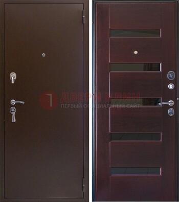 Темная железная дверь с зеркалом ДЗ-42 в Сочи